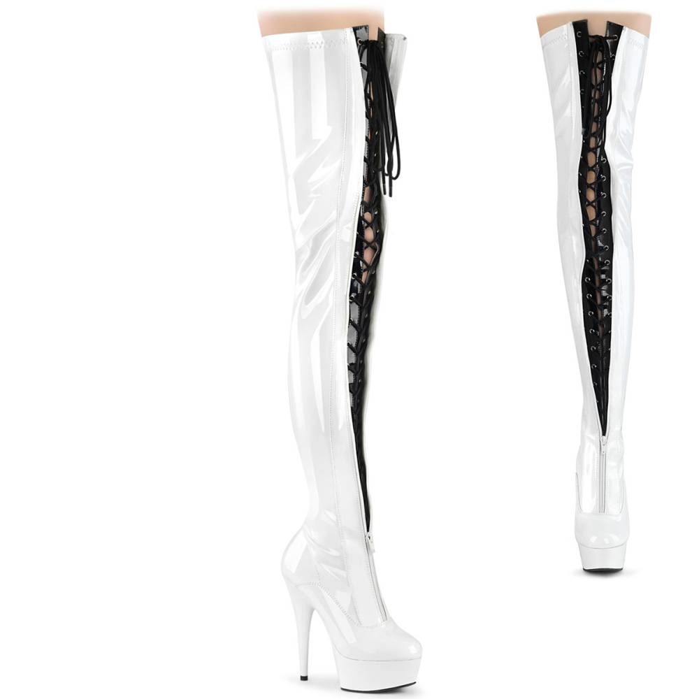 Pleaser - DELIGHT3027 Plateau overknee Laarzen - Wit Product image